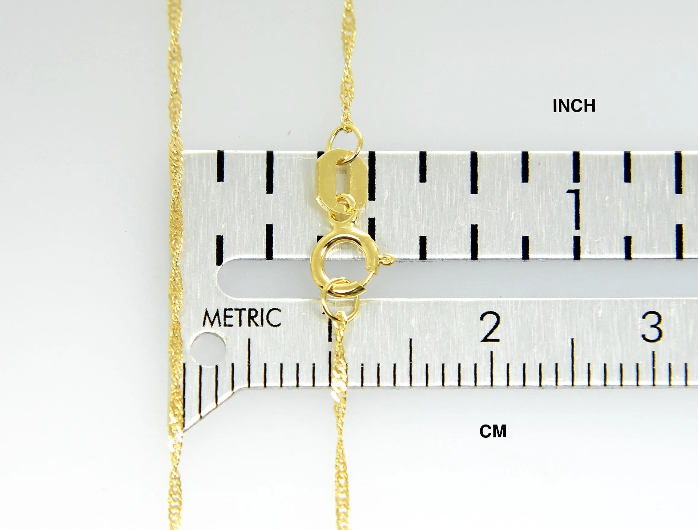 14K Yellow Gold 1mm Singapore Twisted Bracelet Anklet Choker Necklace Pendant Chain