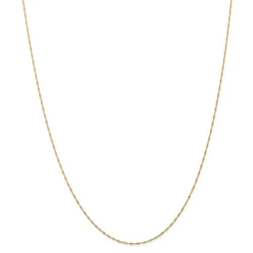 14K Yellow Gold 1mm Singapore Twisted Bracelet Anklet Choker Necklace Pendant Chain
