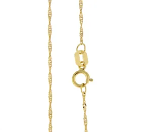 14K Yellow Gold 1mm Singapore Twisted Bracelet Anklet Choker Necklace Pendant Chain