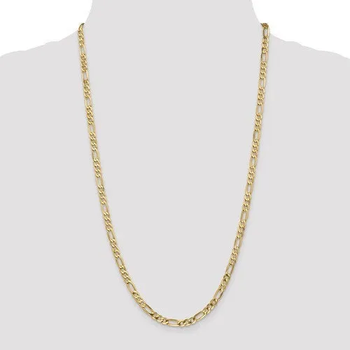 14K Yellow Gold 4.75mm Flat Figaro Bracelet Anklet Choker Necklace Pendant Chain
