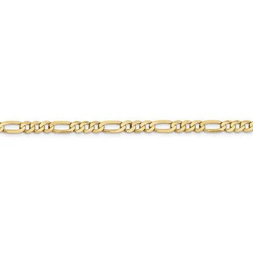 14K Yellow Gold 4.75mm Flat Figaro Bracelet Anklet Choker Necklace Pendant Chain