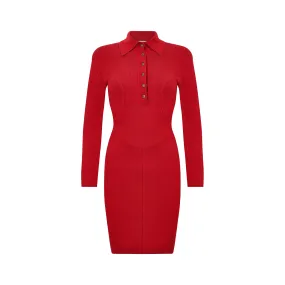 1990s Alaia Red Knitted Body Con Dress
