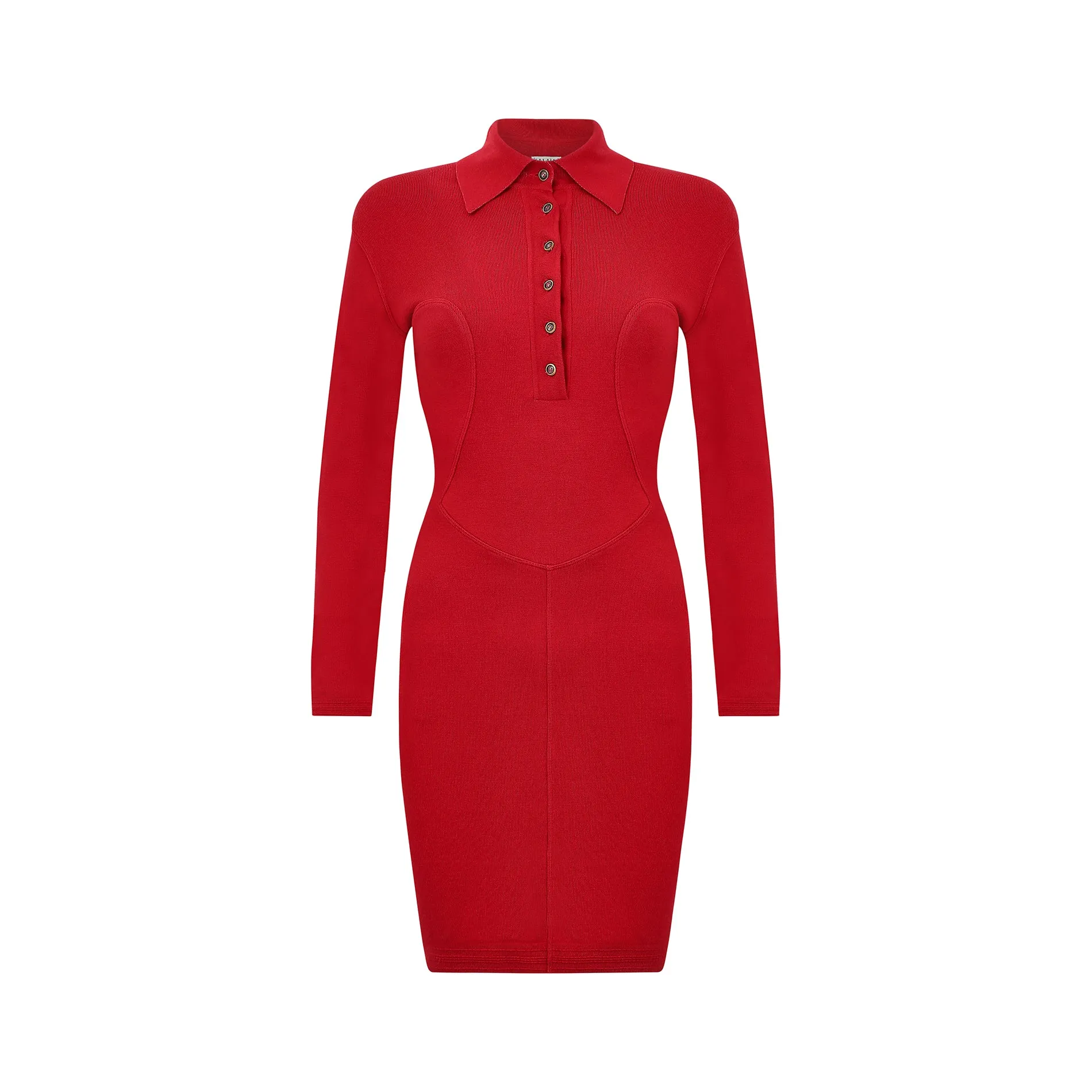 1990s Alaia Red Knitted Body Con Dress