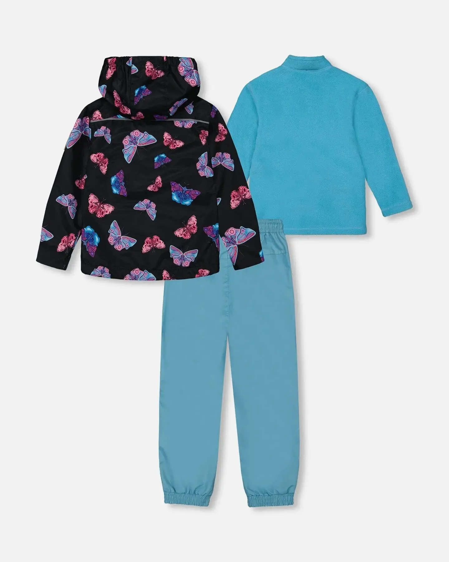 3-In-1 Mid-Season Outerwear Set With Printed Jacket Light Blue And Multicolored Butterflies
