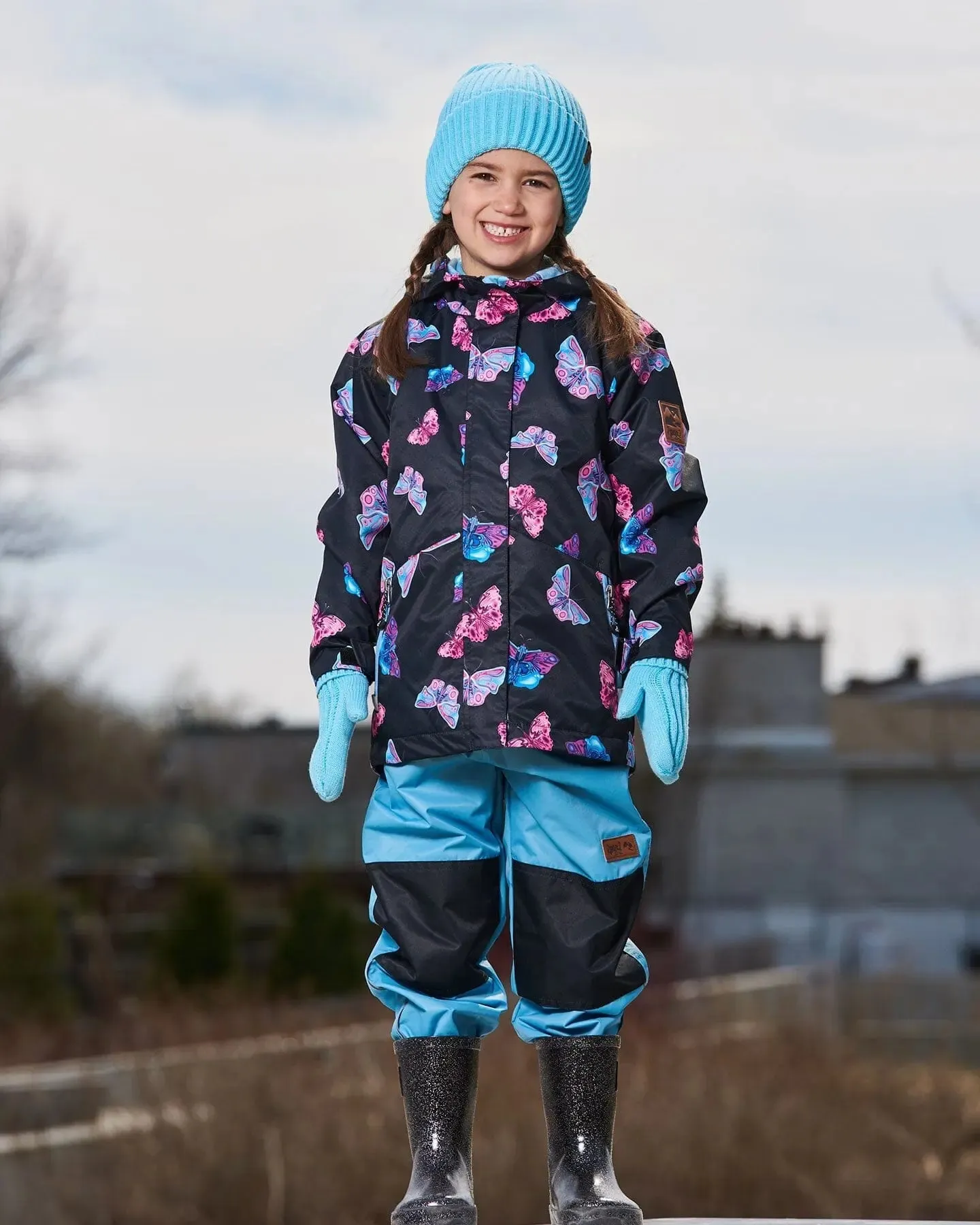 3-In-1 Mid-Season Outerwear Set With Printed Jacket Light Blue And Multicolored Butterflies