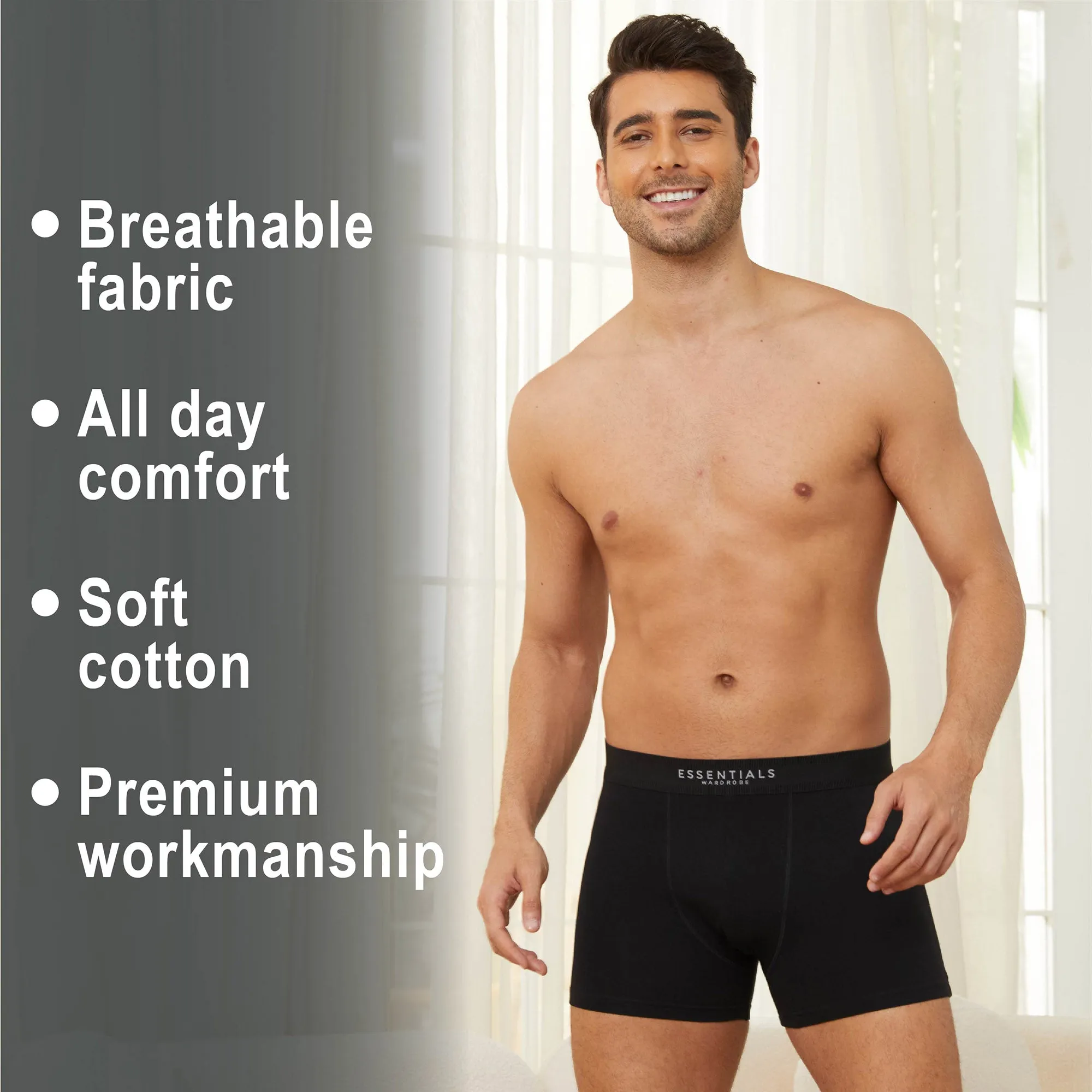 6PK Mens Boxer Premium Black