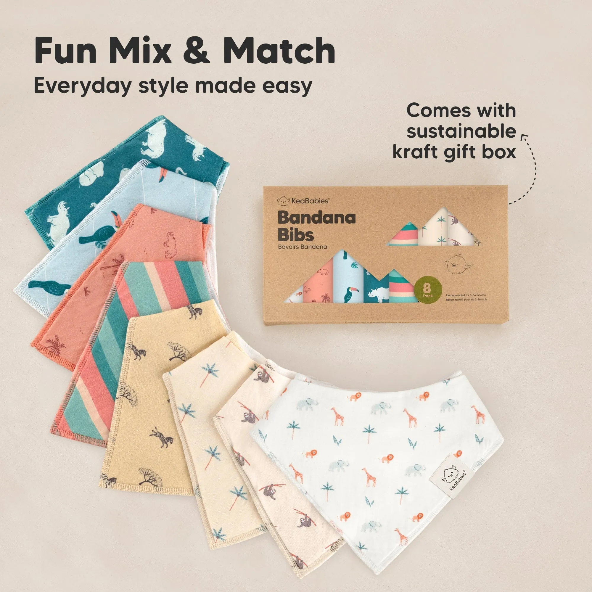 8-Pack Organic Bandana Bibs (Wildscape)