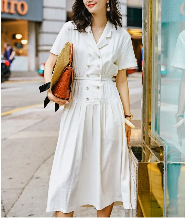 8GIRLS BUTTON TROUGH MIDI DRESS WITH SHIRRED WAIST