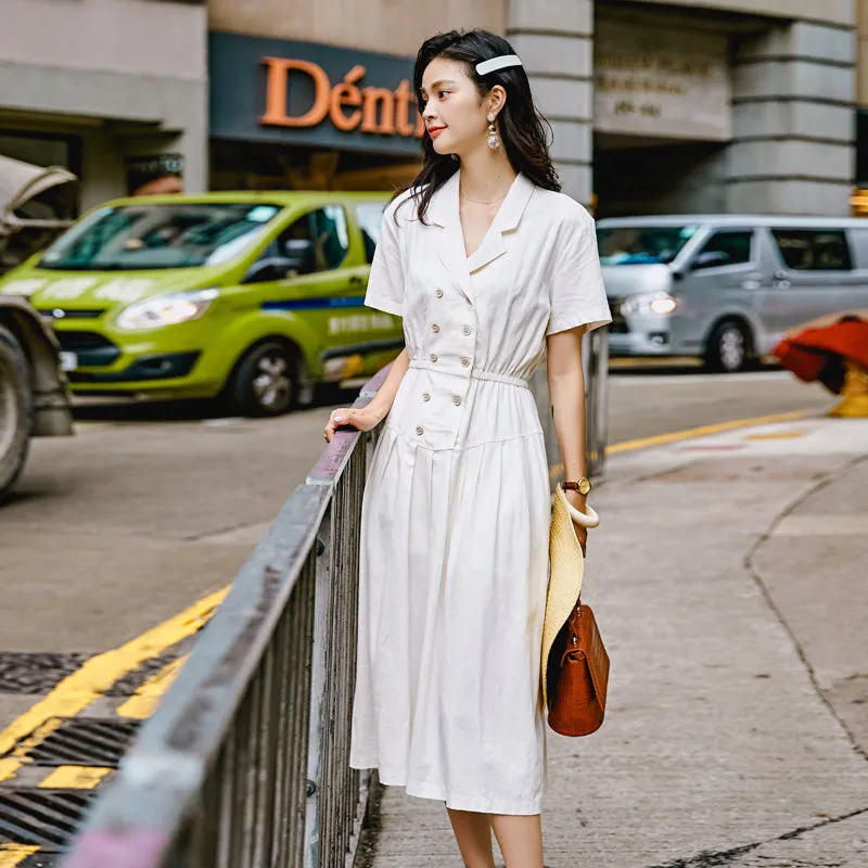 8GIRLS BUTTON TROUGH MIDI DRESS WITH SHIRRED WAIST