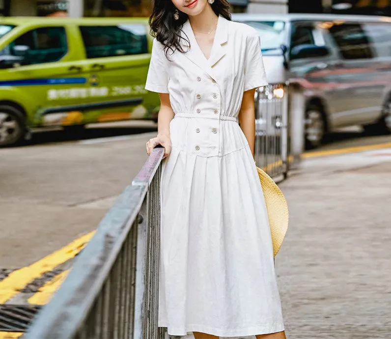 8GIRLS BUTTON TROUGH MIDI DRESS WITH SHIRRED WAIST
