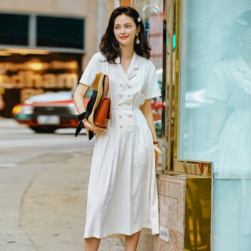 8GIRLS BUTTON TROUGH MIDI DRESS WITH SHIRRED WAIST