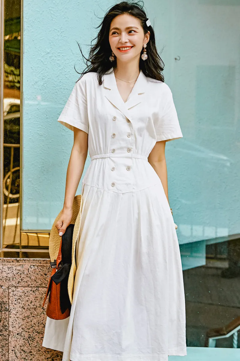 8GIRLS BUTTON TROUGH MIDI DRESS WITH SHIRRED WAIST