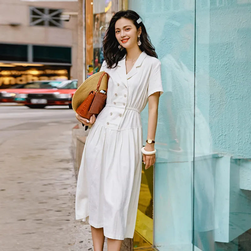 8GIRLS BUTTON TROUGH MIDI DRESS WITH SHIRRED WAIST