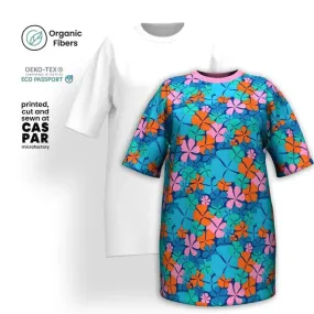 ADELIE orange blue - T-shirt dress (organic cotton)