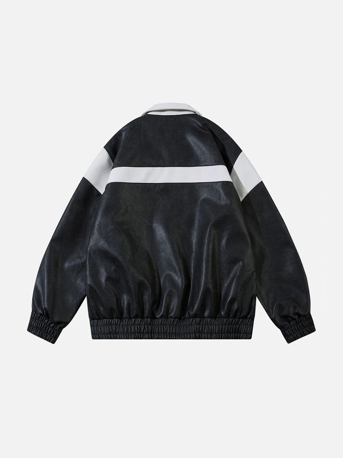 Aelfric Eden Color Blocking Stripe Faux Leather Jacket