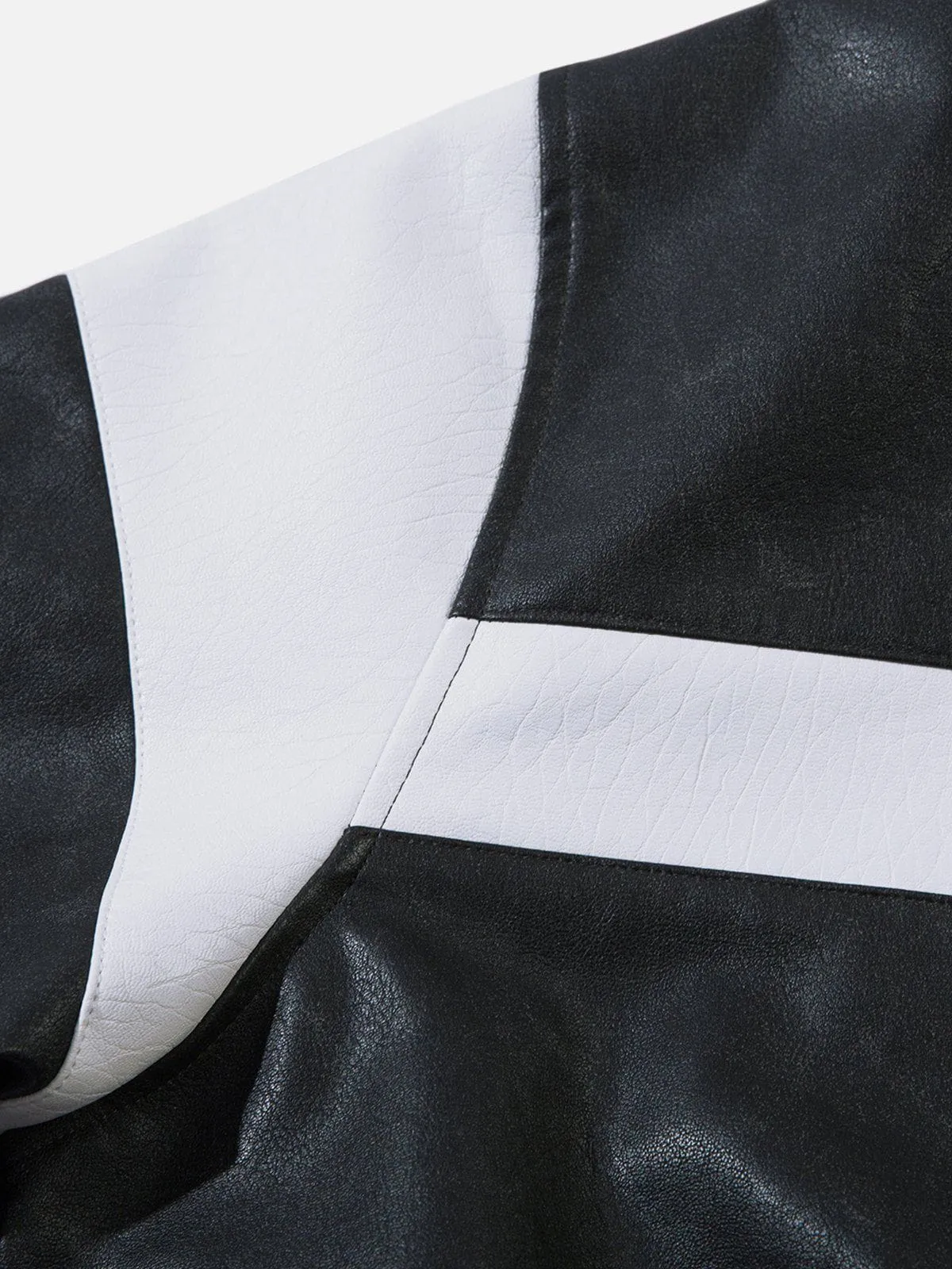 Aelfric Eden Color Blocking Stripe Faux Leather Jacket
