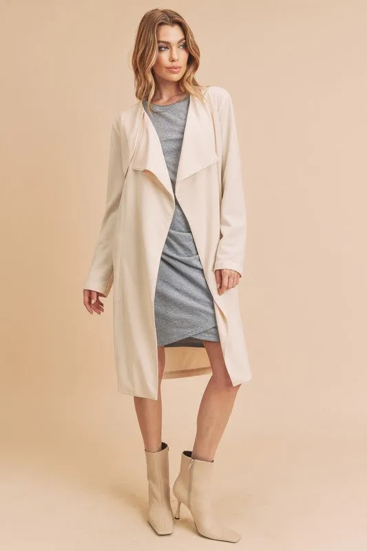 Aemi   Co Open Front Long Sleeve Longline Coat