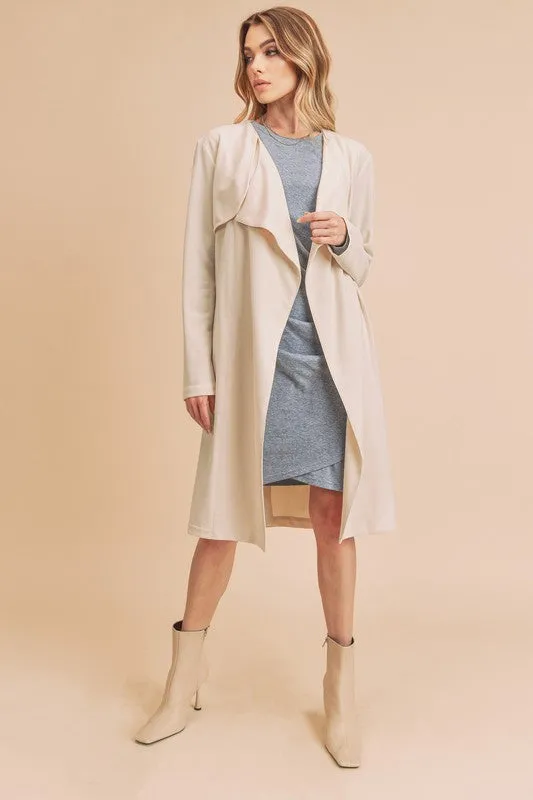 Aemi   Co Open Front Long Sleeve Longline Coat