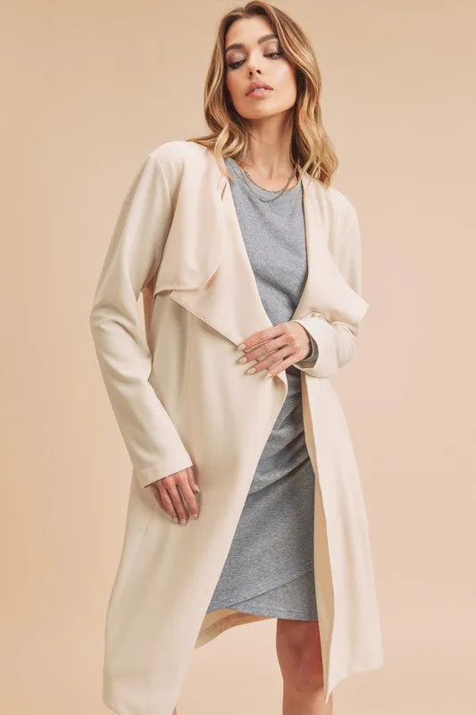 Aemi   Co Open Front Long Sleeve Longline Coat