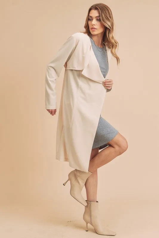 Aemi   Co Open Front Long Sleeve Longline Coat