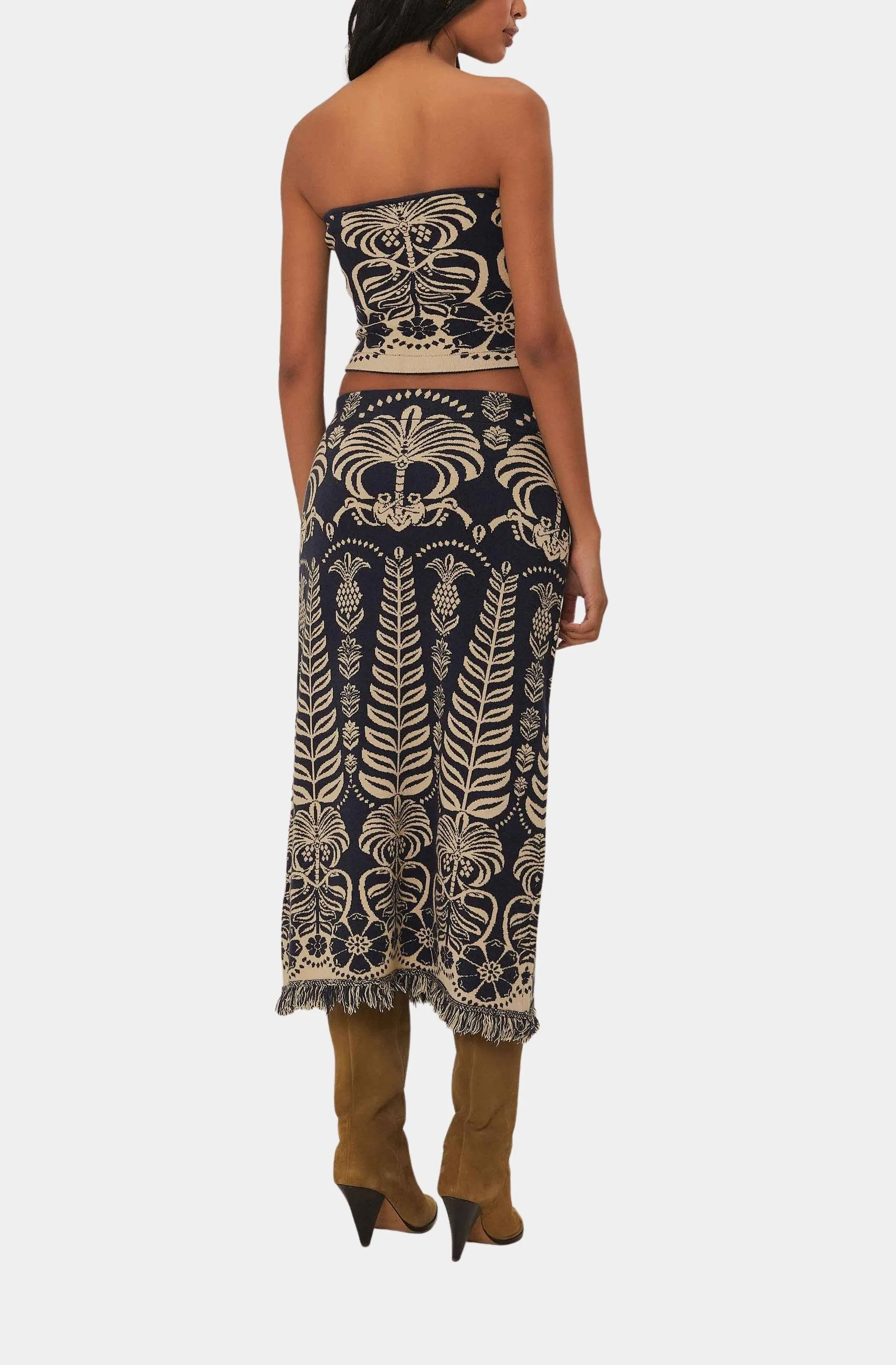 Ainika Tropical Splendor Blue Knit Skirt