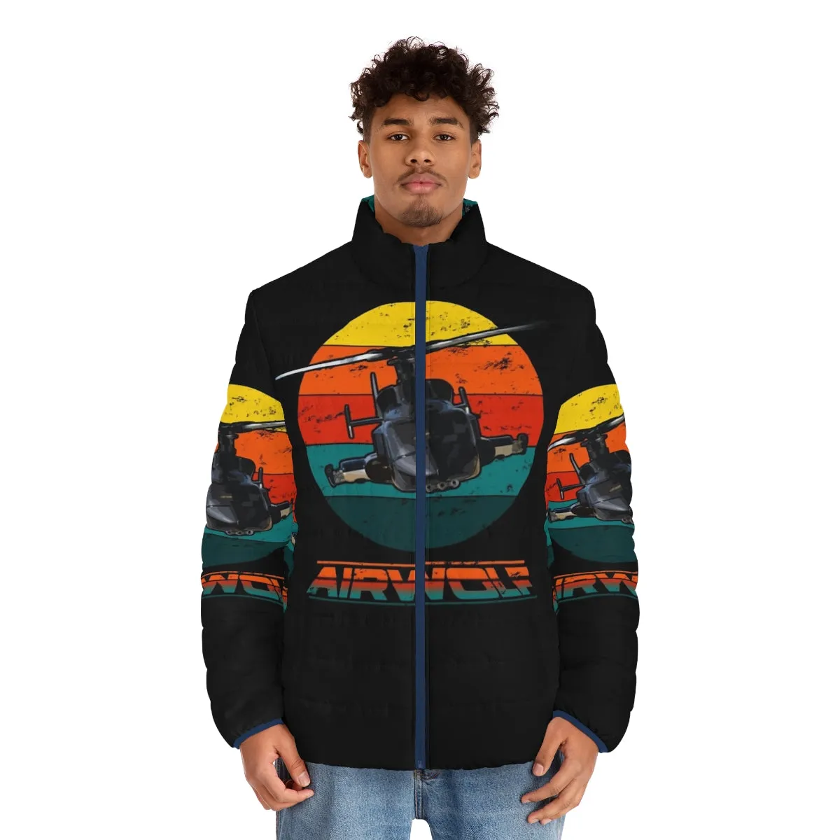 Airwolf 1980s Retro Puffer Jacket: Iconic 80s TV Series Style
