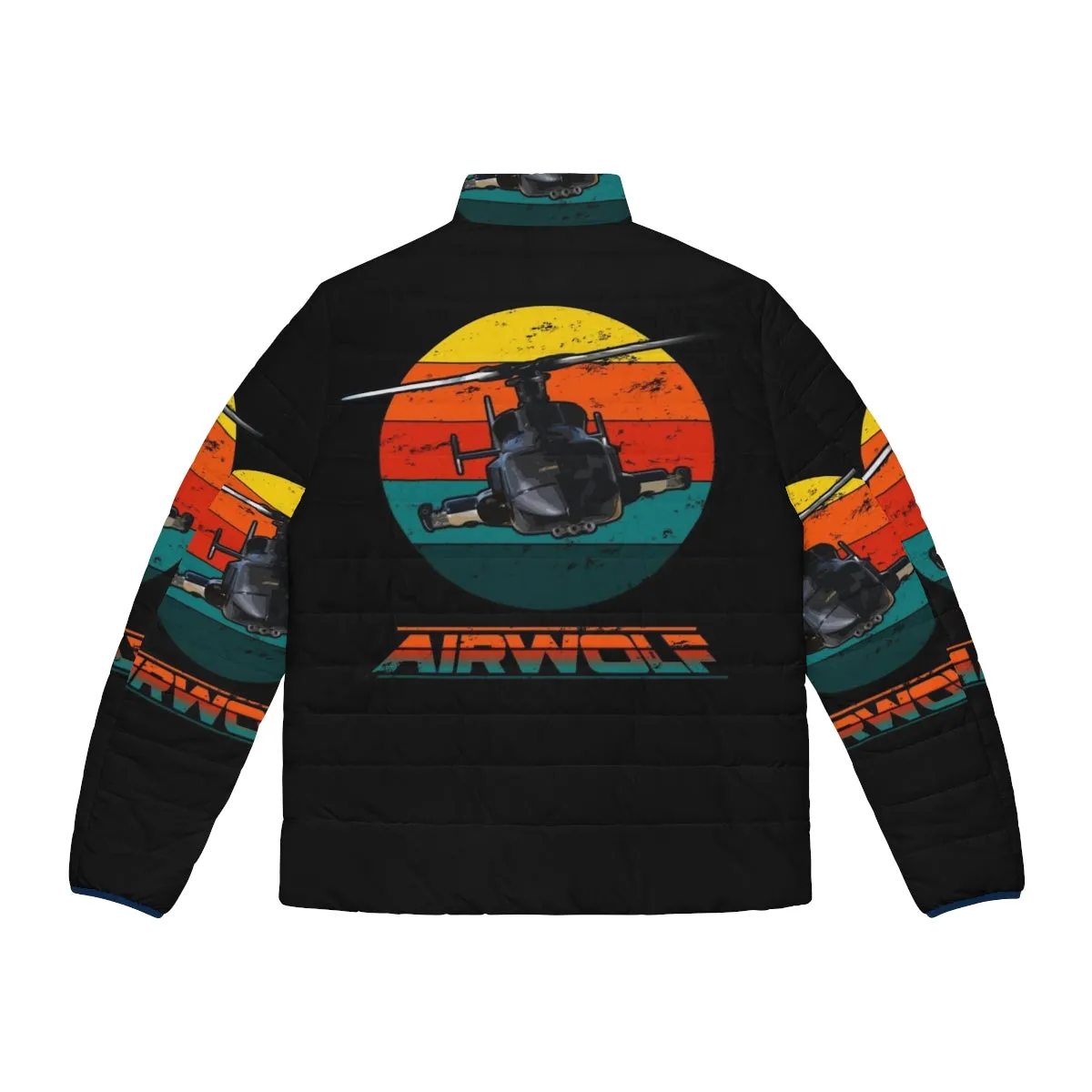Airwolf 1980s Retro Puffer Jacket: Iconic 80s TV Series Style