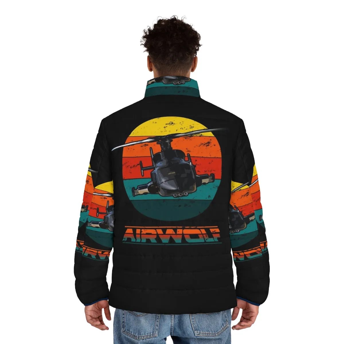 Airwolf 1980s Retro Puffer Jacket: Iconic 80s TV Series Style