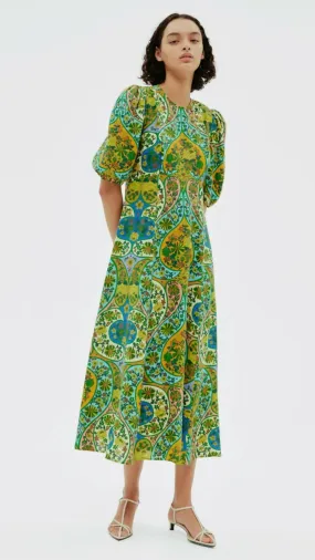 Alemais Sofie Puff Sleeve Midi Dress Multi Size AU 14 & 16