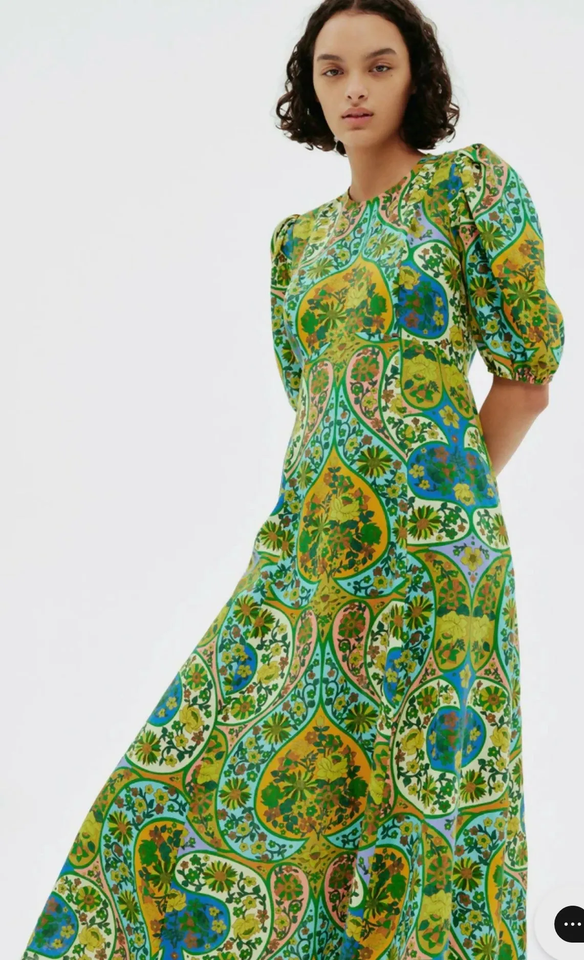 Alemais Sofie Puff Sleeve Midi Dress Multi Size AU 14 & 16
