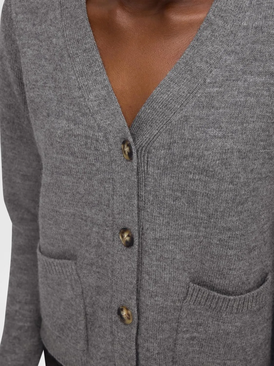 Ana Ls Knit Cardigan - Medium Grey Melange