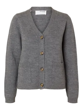 Ana Ls Knit Cardigan - Medium Grey Melange