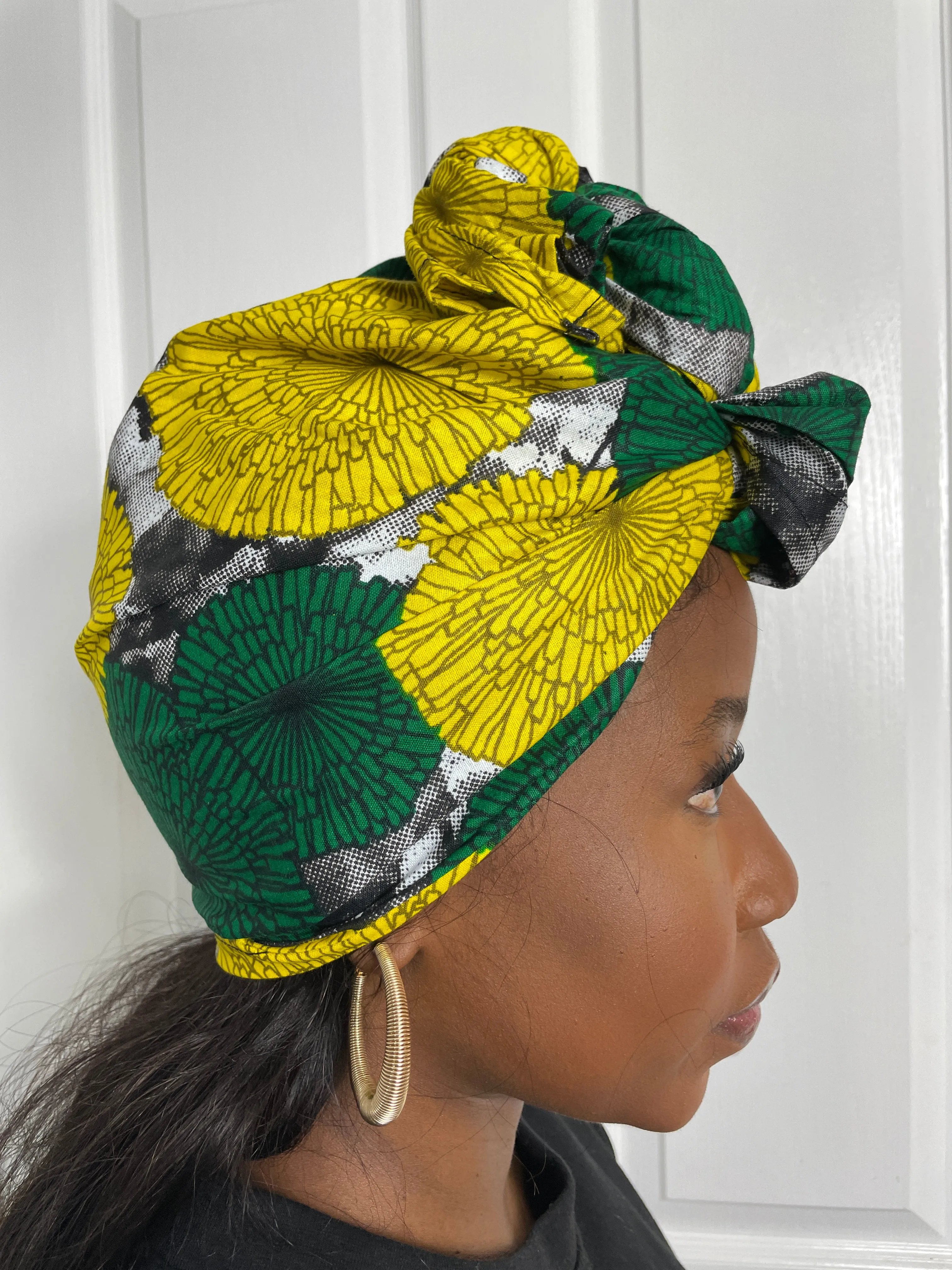 Anthonia Yellow and Green Ankara Headwrap/Scarf