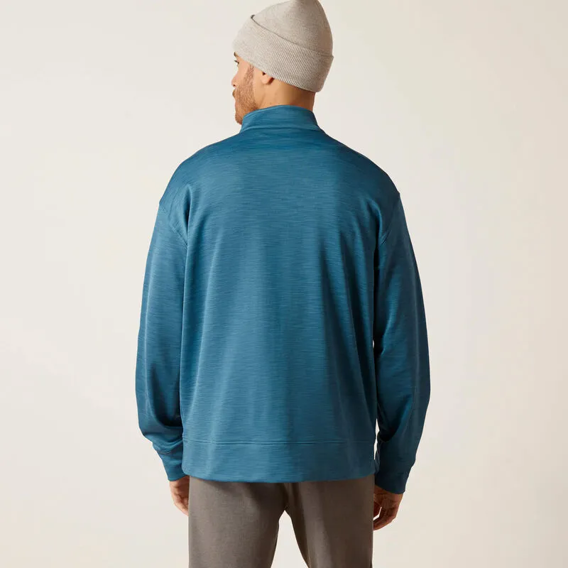 Ariat Men's Team Logo Quarter Zip Sweatshirt in Mallard Blue