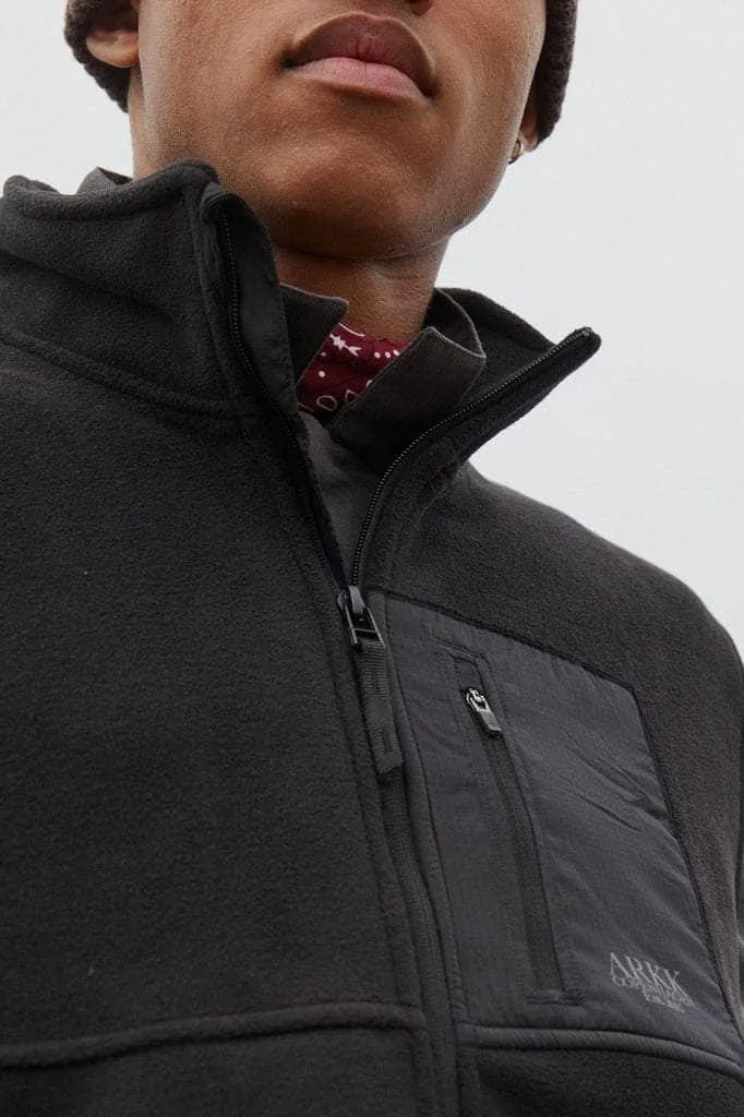 ARKK Essential Fleece Jacket | Black White