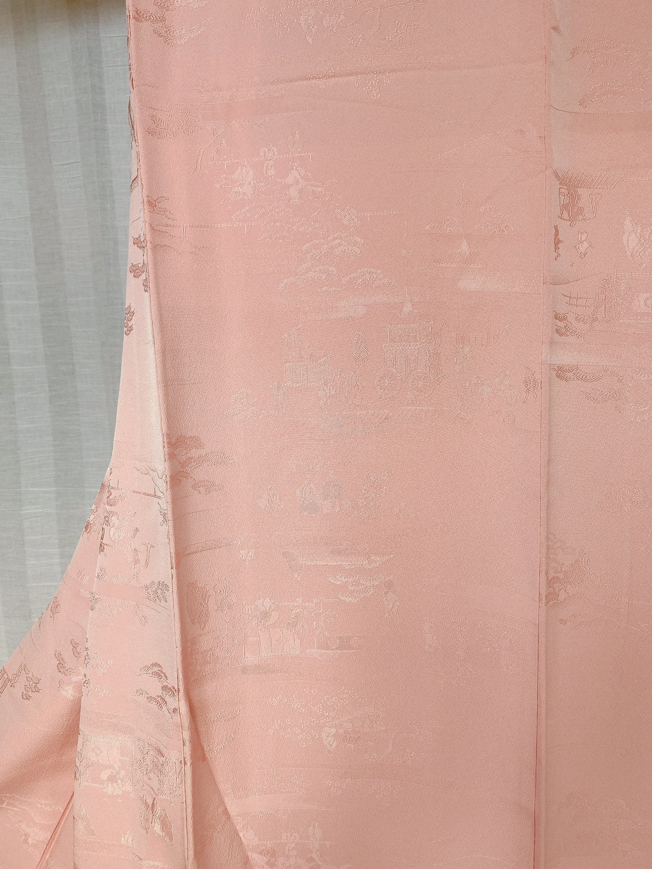 Authentic Kimono, Silk robe, Jujube Pattern, Komon, Deessing gown, Japanese style, Traditional wear from Japan, Sumie, Suibokuga