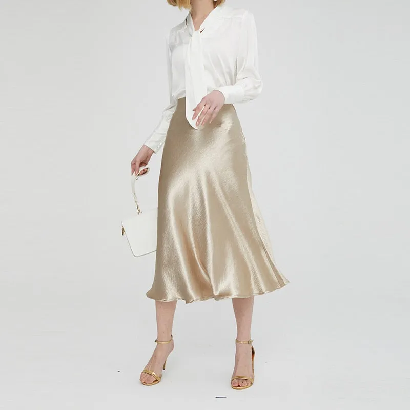 Bella Textured Satin Midi Skirt