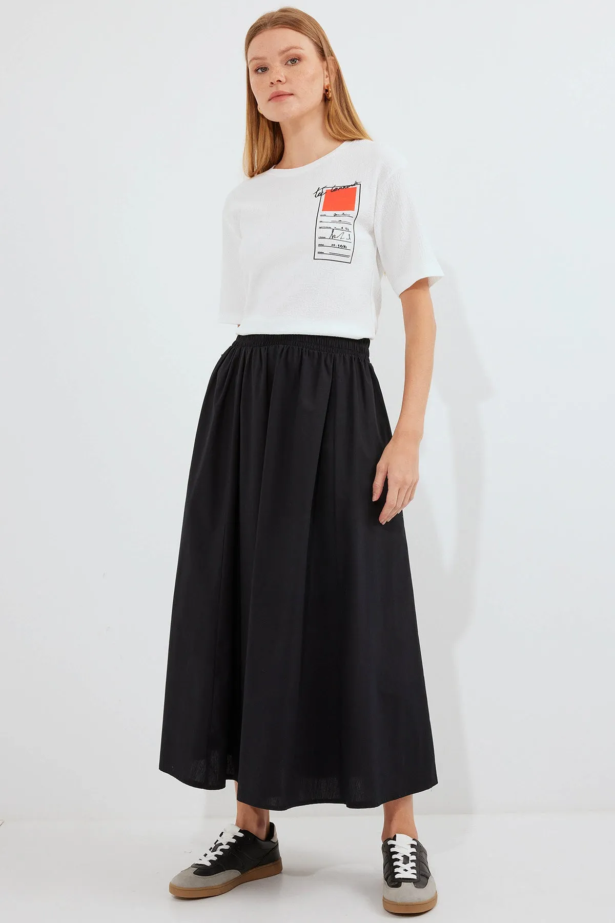BGD Women Woman Pocket Detailed Long Skirt 8024 - Black - Avondale