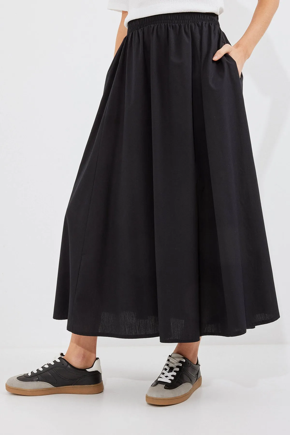 BGD Women Woman Pocket Detailed Long Skirt 8024 - Black - Avondale