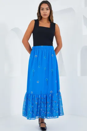 BGD Women Woman's Sax Patterned Chiffon Skirt 8010 - Avondale