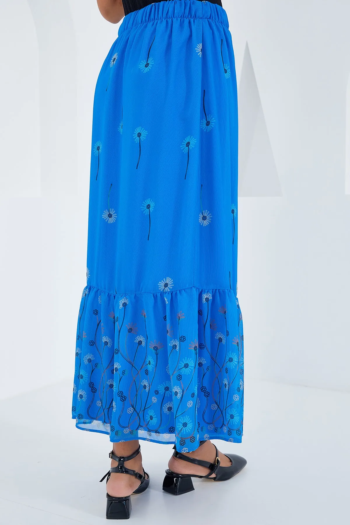 BGD Women Woman's Sax Patterned Chiffon Skirt 8010 - Avondale