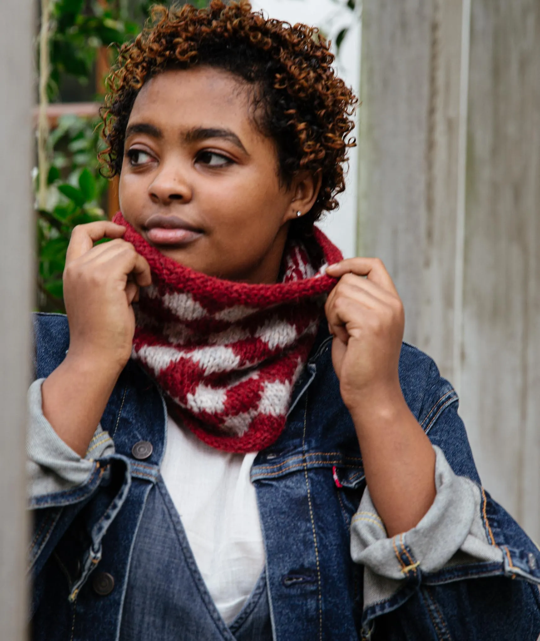 Big Diamond Colorwork Cowl Using Rowan Brushed Fleece