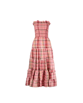 BIRD MAXI DRESS PEACHIE TARTAN