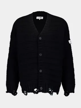 Black V-neck Knitted Cardigan