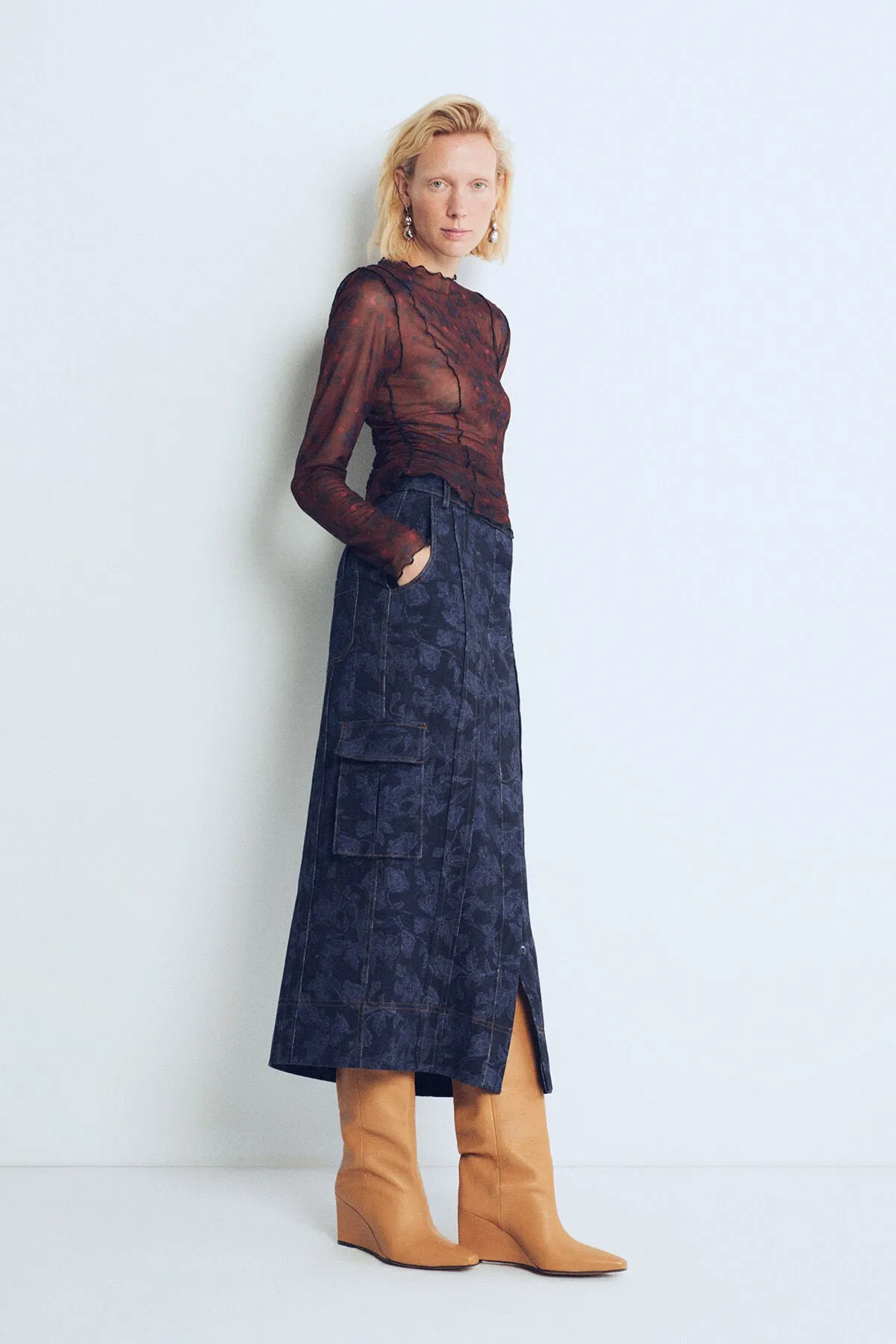 Blue Aurora Patterned Skirt