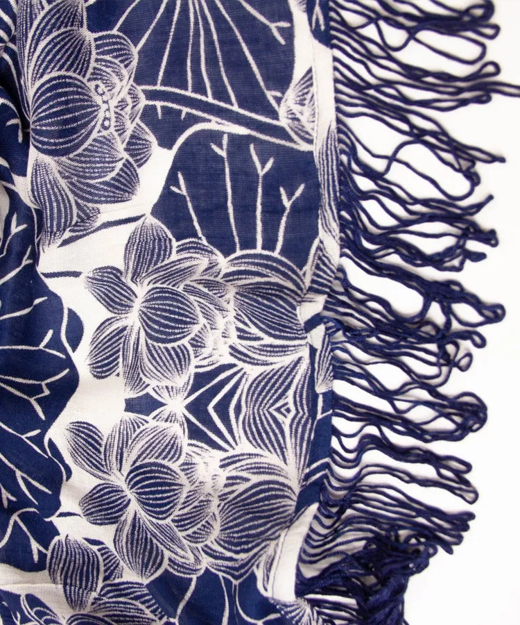 Blue Lotus Fringe Boho Kimono Cardigan