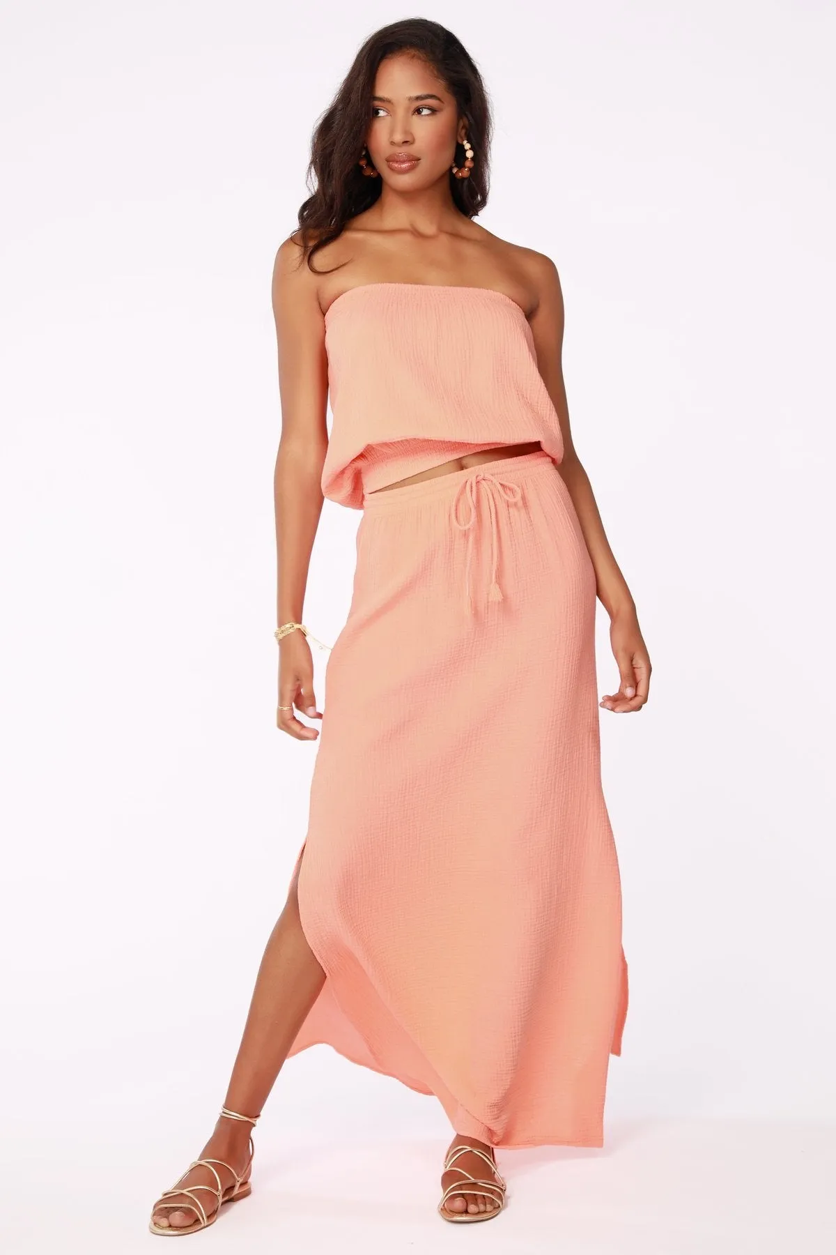 BOBI Gauze GRANDIN Maxi Slit Skirt