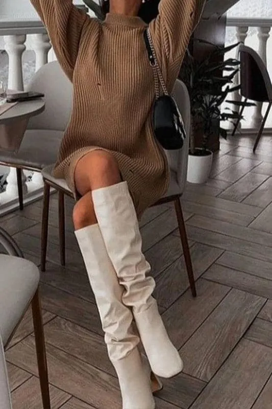 BX910 Loose Knitted Sweater Dress