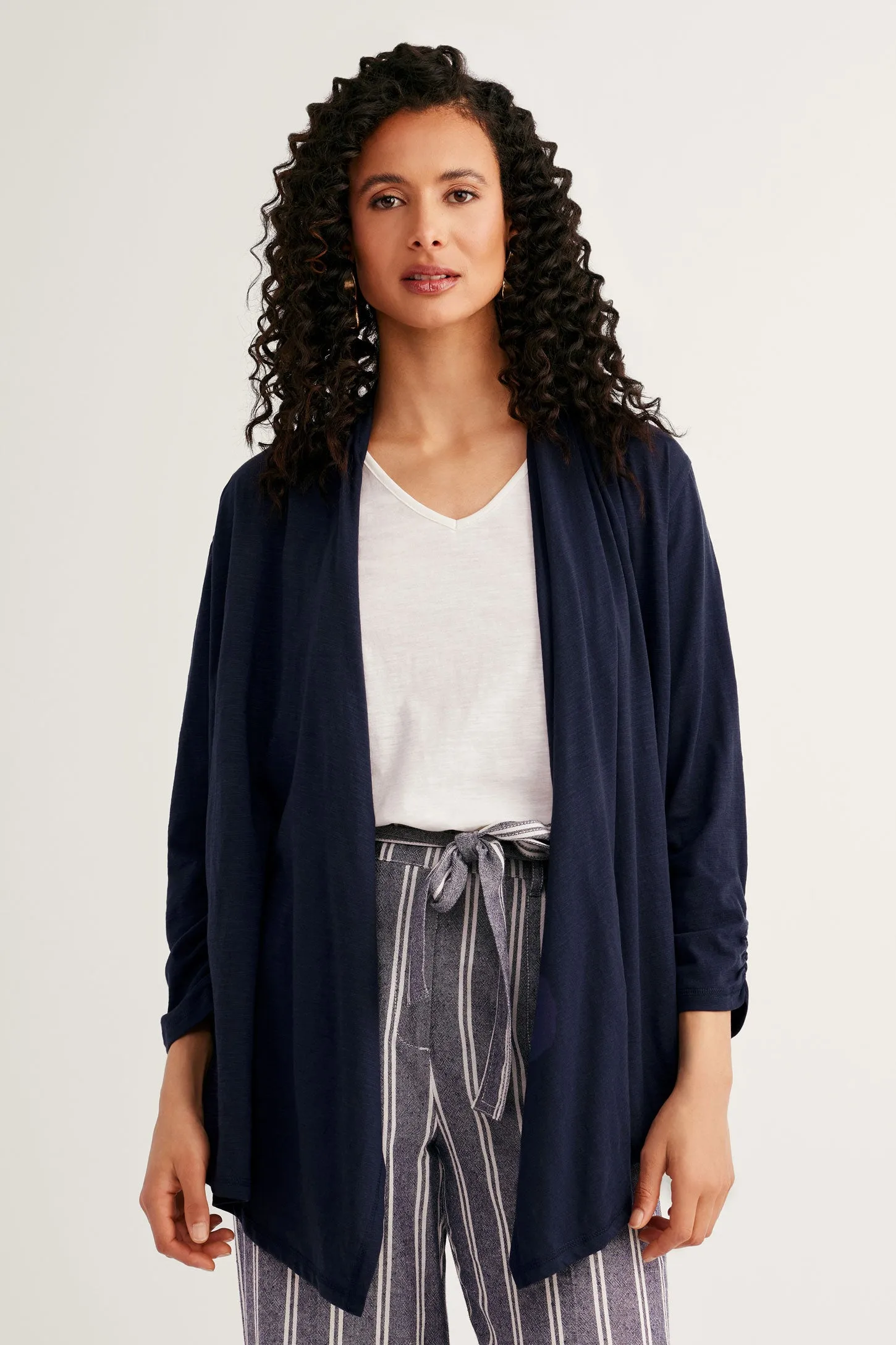 Cardigan col cascade manches 3/4 - Femme