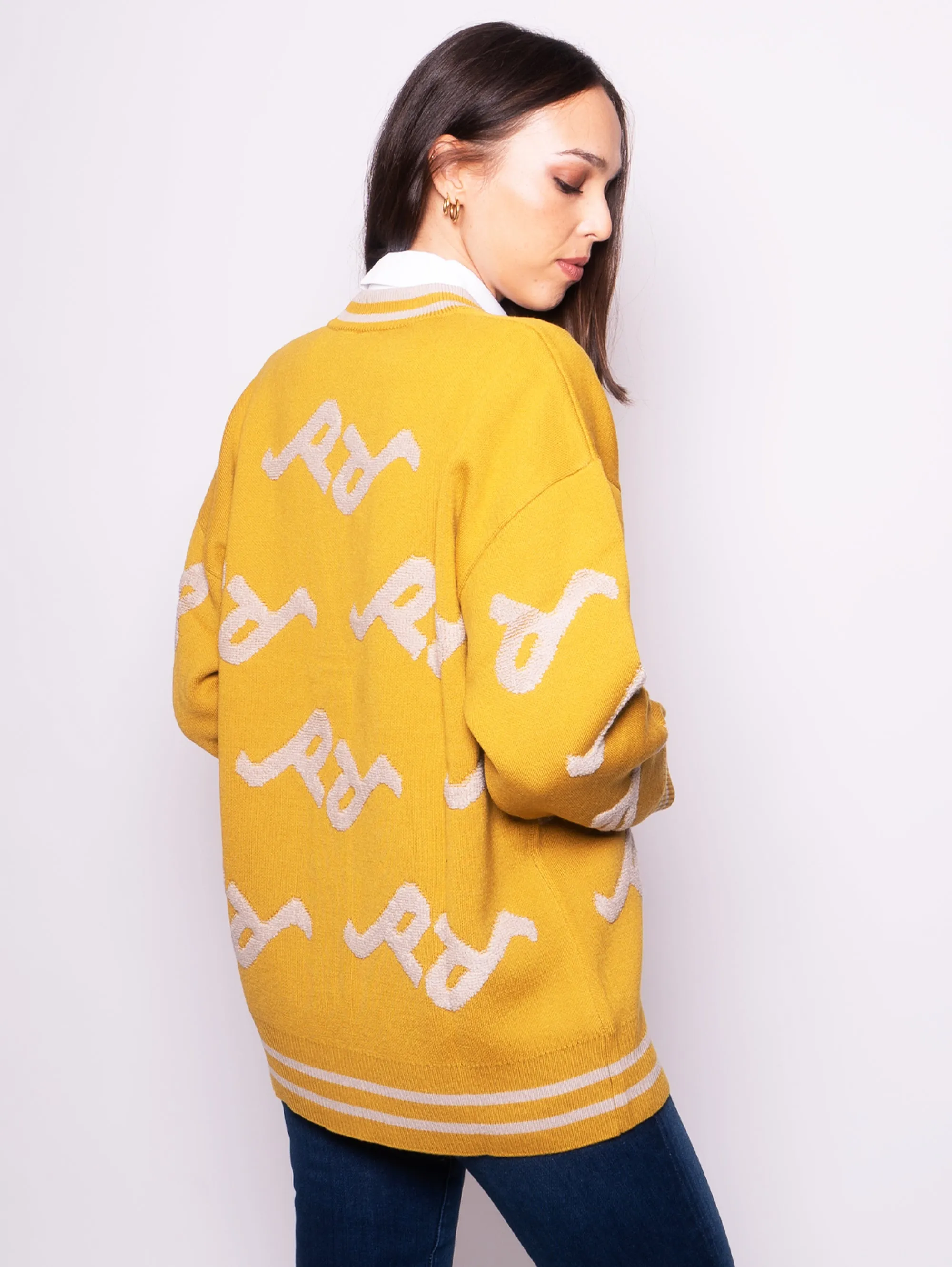 Cardigan Stile College Oversize Bruciato/Beige